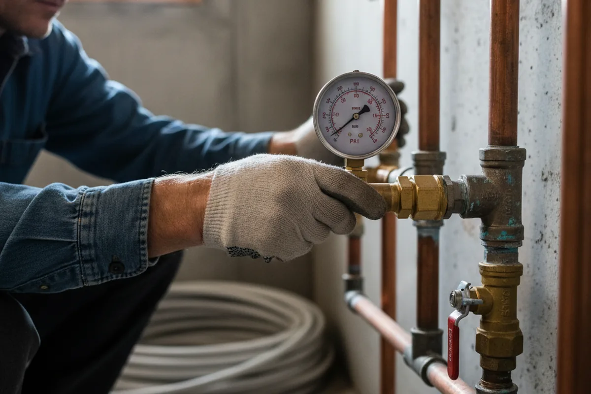 Pressure testing a repaired line during Water Line Repair in Forestville